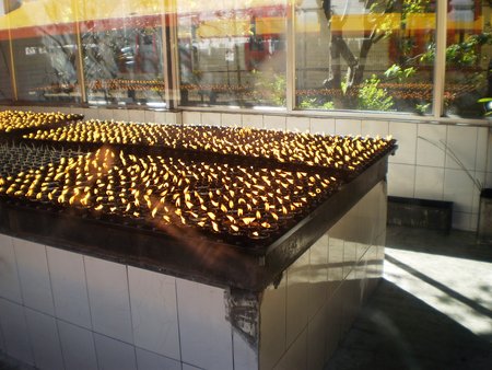 Lamps at Chorten Stupa