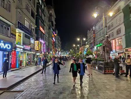 M G Marg at night, Gangtok