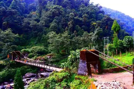Hanging footbridge at Srikhola